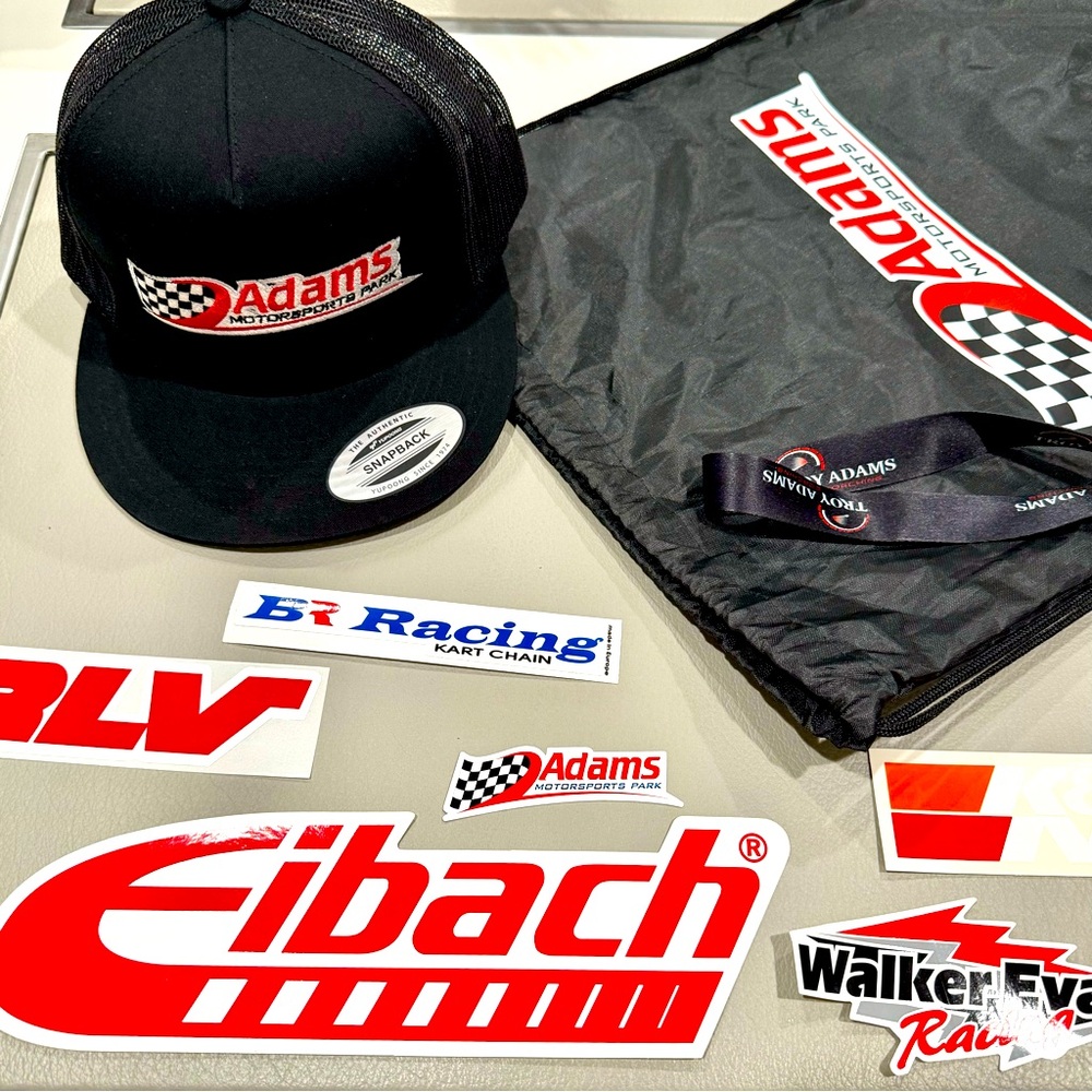 Adams Motorsports Park Driver Baseball-Style Cap & Bag | Adjustable Snap w Mesh